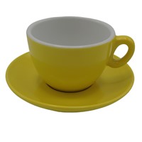 Inker cup with saucer Cappuccino 170ml Yellow 6 pcs