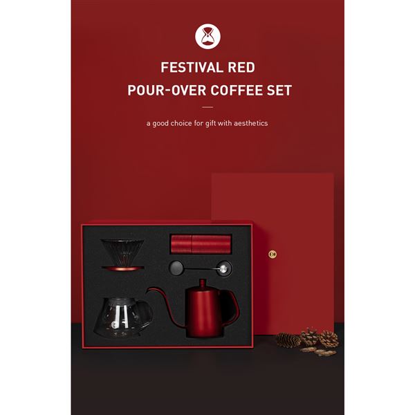 C3 Pour Over Set Fish 03 Festival Red