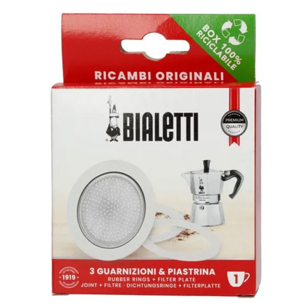 3x Seal + sieve for aluminium Bialetti 1 cup