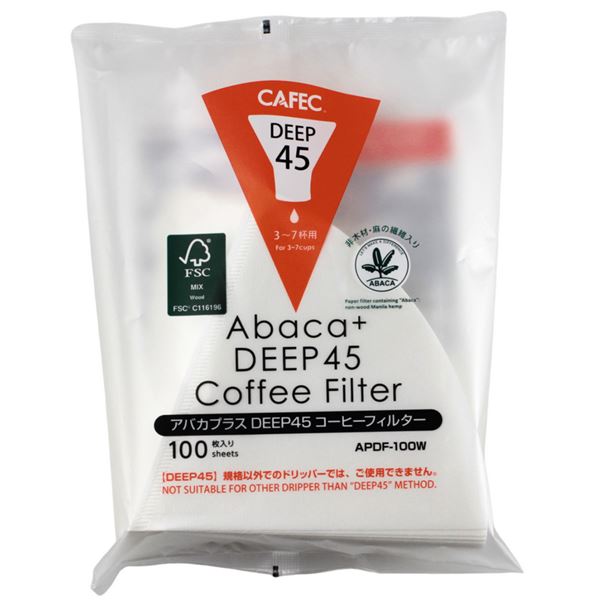Cafec Abaca+ Deep 45 Paper Filter 100 pcs White