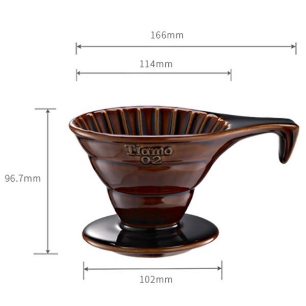 Tiamo Ceramic Coffee Dripper V02 Brown