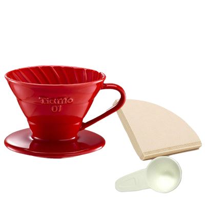 Tiamo Ceramic Coffee Dripper V01 Red