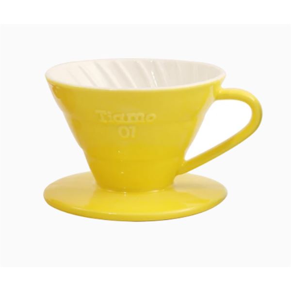 Tiamo Ceramic Coffee Dripper V01 Yellow