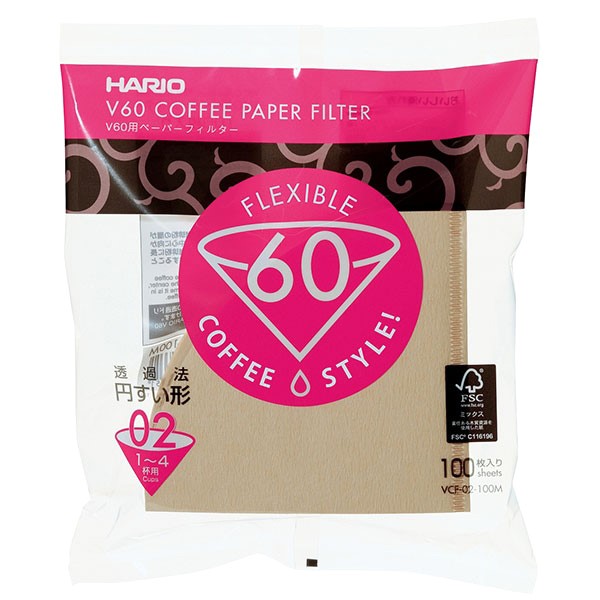 Hario Misarashi brown paper filters V60-02 100 pcs